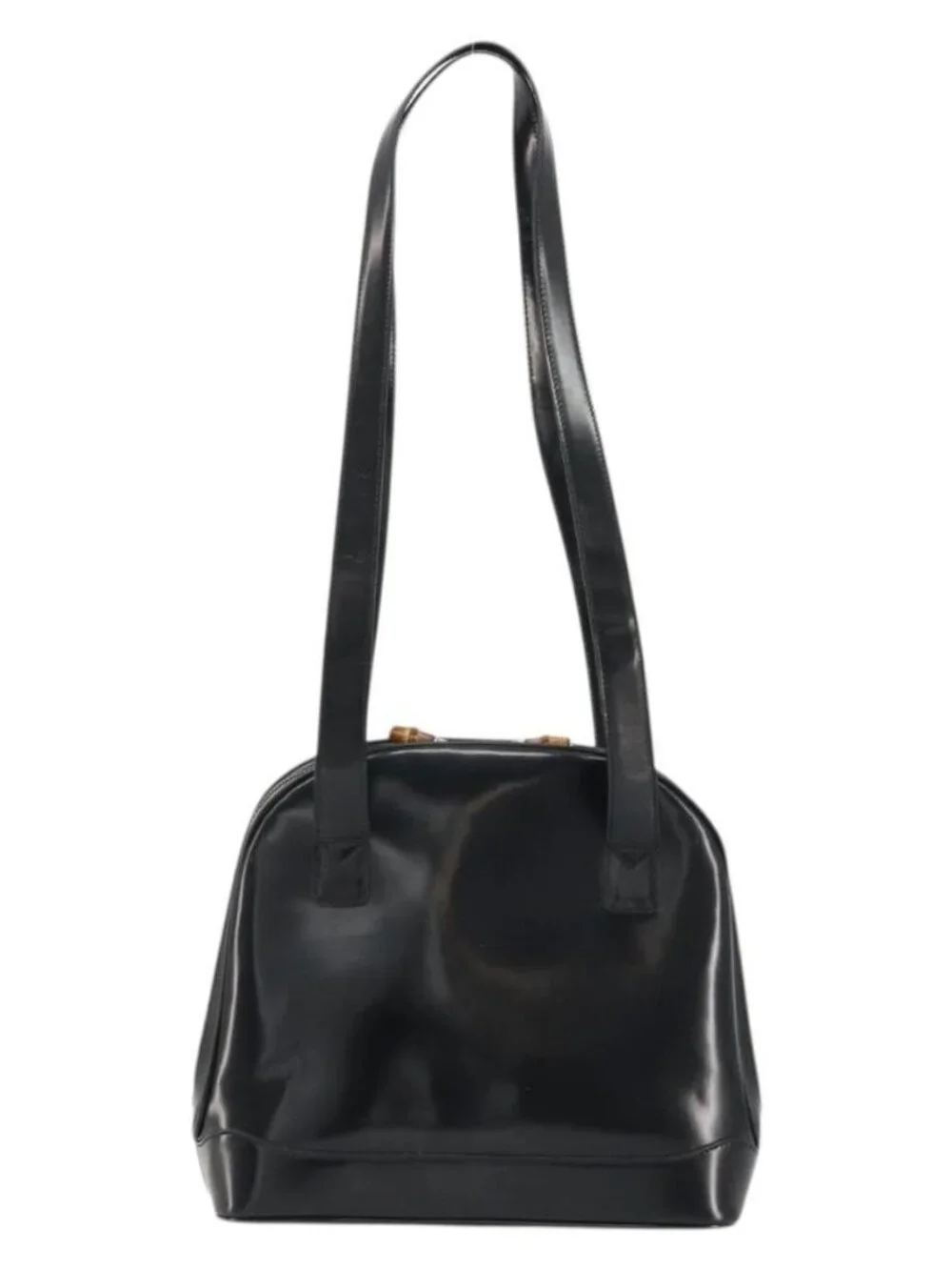 GUCCI Tote Bag Patent leather Black Gold Auth bs34437